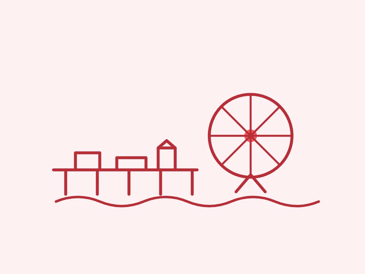 Illustration av piren och pariserhjulet i Brighton
